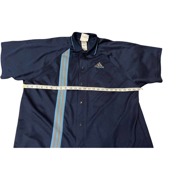 Vintage 90s Adidas Shirt XL Men’s Blue Warm Up Full Snap Button Up Basketball - Picture 4 of 7